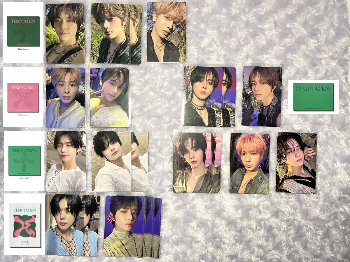 sera_xio's tweet photo. TXT トレカ 交換 temptation daydream nightmare farewell lullaby Weverse

譲）ヨンジュン ボムギュ テヒョン ヒュニンカイ

求）スビン

🔄基本同形態同士

📮郵送にて

お気軽にお声掛けください🍀 https://t.co/IIB8d1xjLy