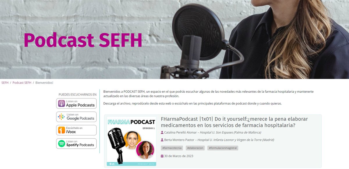 sefh_'s tweet photo. 🆕🆕🆕Hoy os presentamos #FHarmaPodcast

Un nuevo formato para estar actualizado en FH donde y cuando quieras

🎙️Disponible en: https://t.co/9kD9DLMc8u
🎙️Y también en principales plataformas de podcast:
🔹Spotify https://t.co/G2wzQsKT6f
🔹iVoox
🔹Apple Podcasts
🔹Google Podcasts https://t.co/u9CIQD8UbK