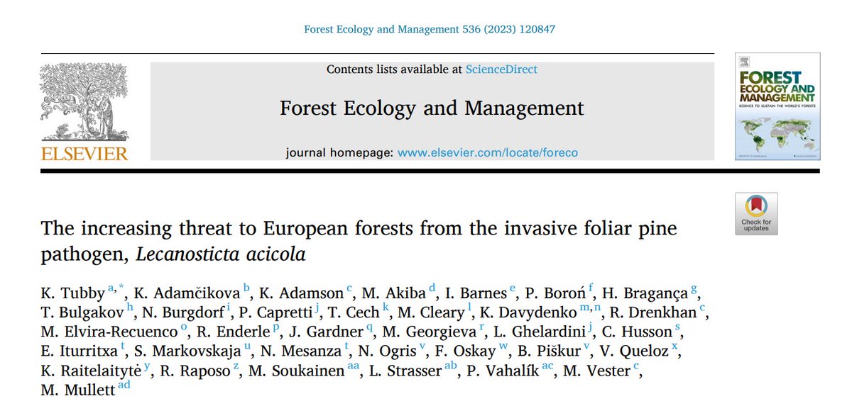 PPM_Research's tweet photo. The increasing threat to #European forests from the invasive foliar #pine pathogen, #Lecanosticta acicola paper published in Forest #Ecology and #Management
https://t.co/ys4iTzPqXj https://t.co/I5nXF3lwxr