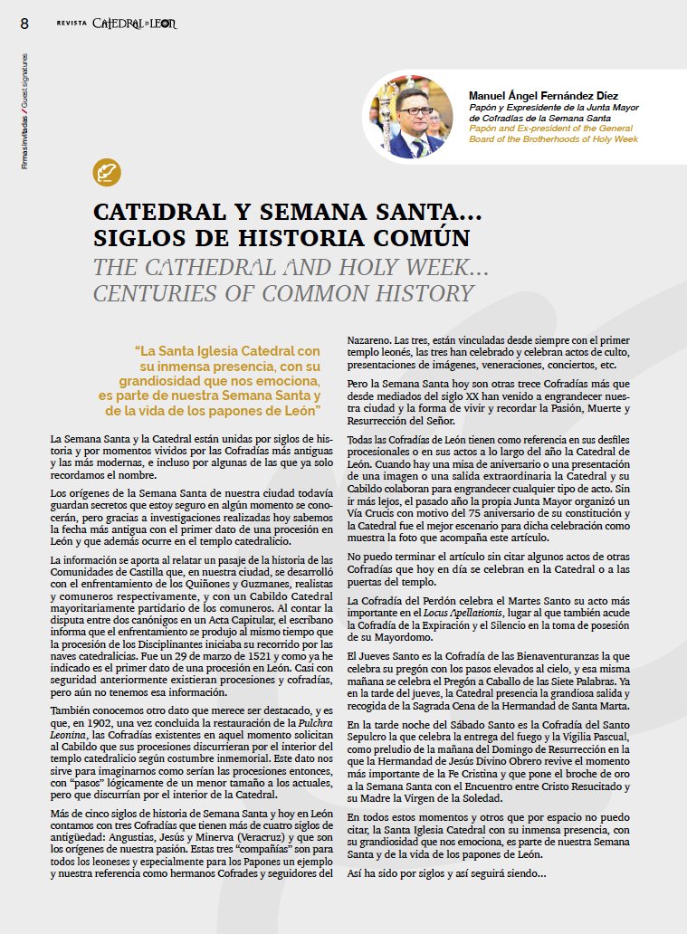 RevCatedralLeon's tweet photo. Gracias también al Presidente de la @jcyl, @alferma1, y al que hasta hace unos días ha presidido la @SSantaLeon, @manolorhjdo, por sus "Firmas Invitadas" #León #SemanaSanta2023 #Turismo #Cultura #Arte #Religión https://t.co/PBWz6bj0jI https://t.co/q76L4EPo94
