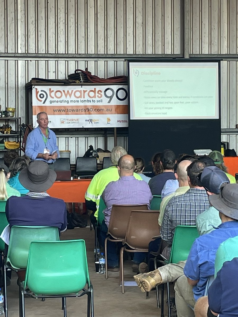 Tim Leeming at T90 talking about discipline- so passionate about the sheep industry always a pleasure to listen to him talk sheep