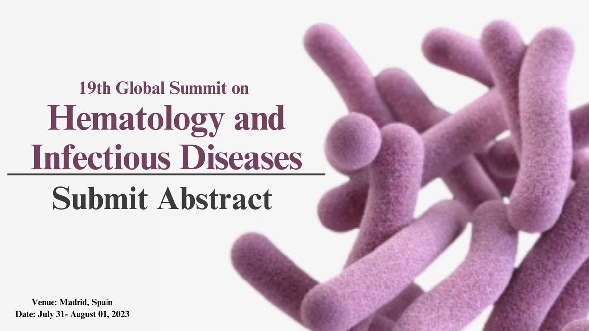 Get 50% off and attend free conferences
Join with us at BLOOD DISORDERS 2023!
Submit Abstract: rb.gy/z0ow
#globalconference #conference2023 #hematology