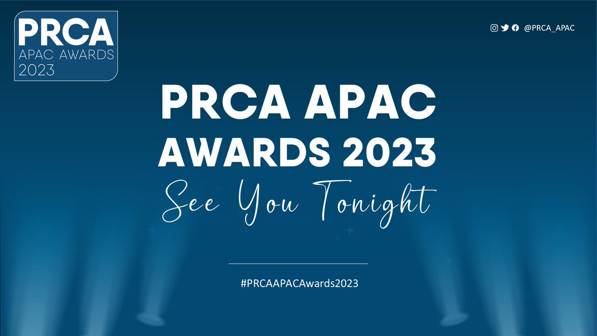 PRCA_APAC's tweet photo. Welcome to The PRCA ASIA PACIFIC Awards 2023. We’re looking forward to getting this year’s celebrations underway! 

Be sure to use #PRCAAPACAwards2023 to get involved.

Good luck to all our finalists! See you soon!!🤩🎉🍾 https://t.co/0KWiWkh5GQ