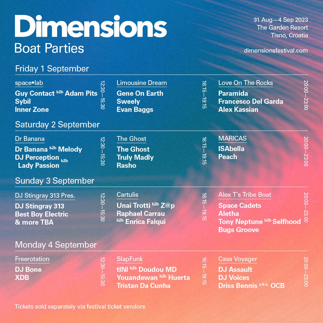 The final piece of our Adriatic adventure; we're delighted to share our 2023 boat party line ups, setting sail on the Argonaughty this summer 🛳️☀️

Tickets go on-sale at 5pm (BST) today.  Head to our website and check your emails for the links to join us onboard.