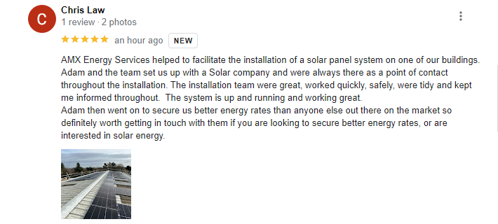 AmxEnergy's tweet photo. Always great to receive positive feedback from clients. It's nice when we can assist with more than one service. ☀ 🌍
#solar #energysaving #renewableenergy #energycontract
⭐ ⭐ ⭐ ⭐ ⭐ https://t.co/zNaO6ZVGBR