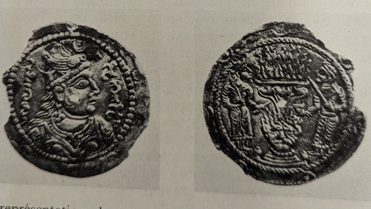 Harmatta (1982) studied this coin (Cabinet des Médailles). It looks Sasanian, but it was for Yabgu Qaghan c. 625. The ruler is beardless, so not Persian. The fire worship combines Zoroastrian and Śaivaite features, the latter being the flaming head (not a Persian feature).