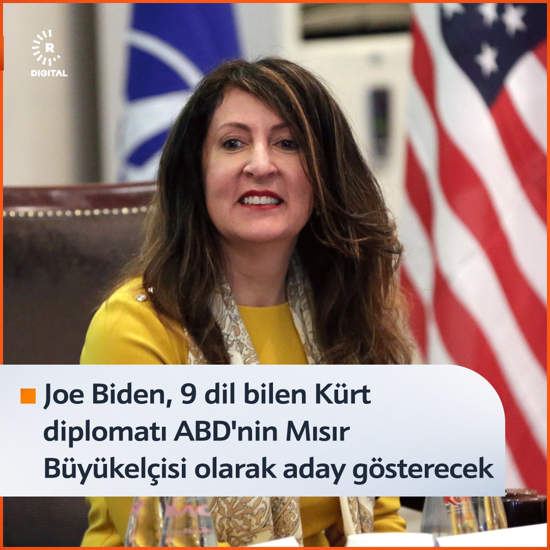 RudawTurkce's tweet photo. Beyaz Saray, ABD Başkanı #JoeBiden'ın Mısır'ın yeni büyükelçisi olarak görev yapmak üzere #Kürt diplomat Hero Mustafa’yı aday göstereceğini açıkladı.

Hero Mustafa, #Kürtçe, İngilizce, Arapça, Farsça, Hintçe, Rusça, Türkçe, İspanyolca ve Yunanca olmak üzere dokuz dil biliyor https://t.co/Kenybm0rNW