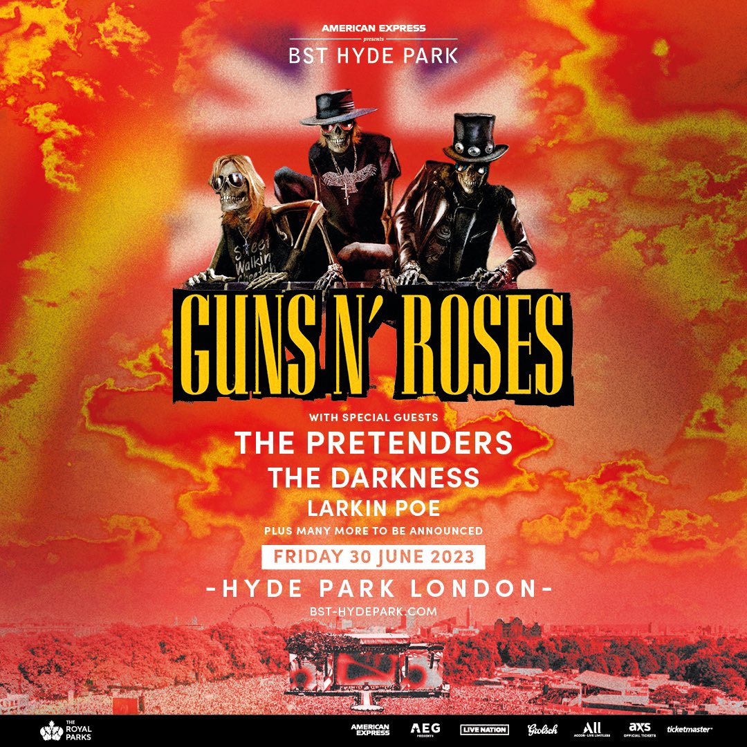 London… We’re very pleased to reveal that The Pretenders will be joining the lineup at @BSTHydePark supporting @gunsnroses on Friday 30th June    Tickets onsale now here: bit.ly/BST30June -PretendersHQ