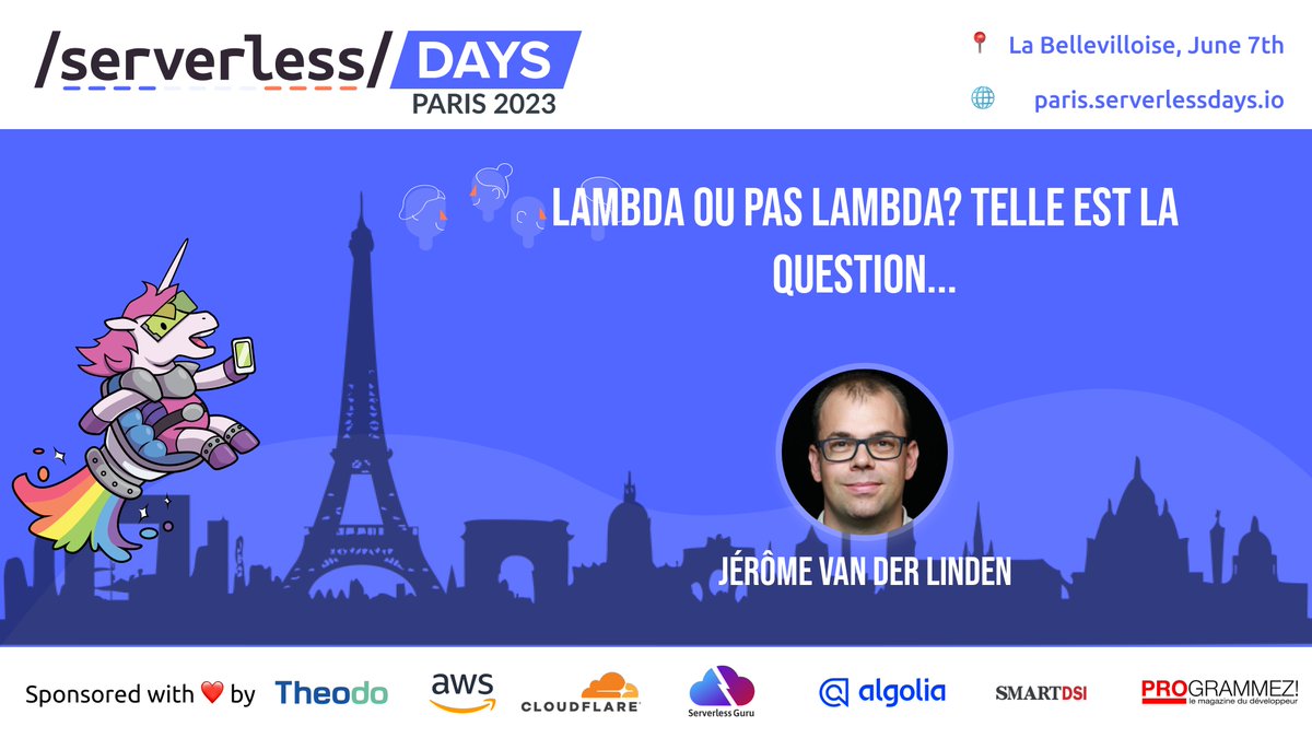 Super excited to have a talk at Serverless Days Paris on June 7th on one of my favorite topic: should I use a Lambda function or not?