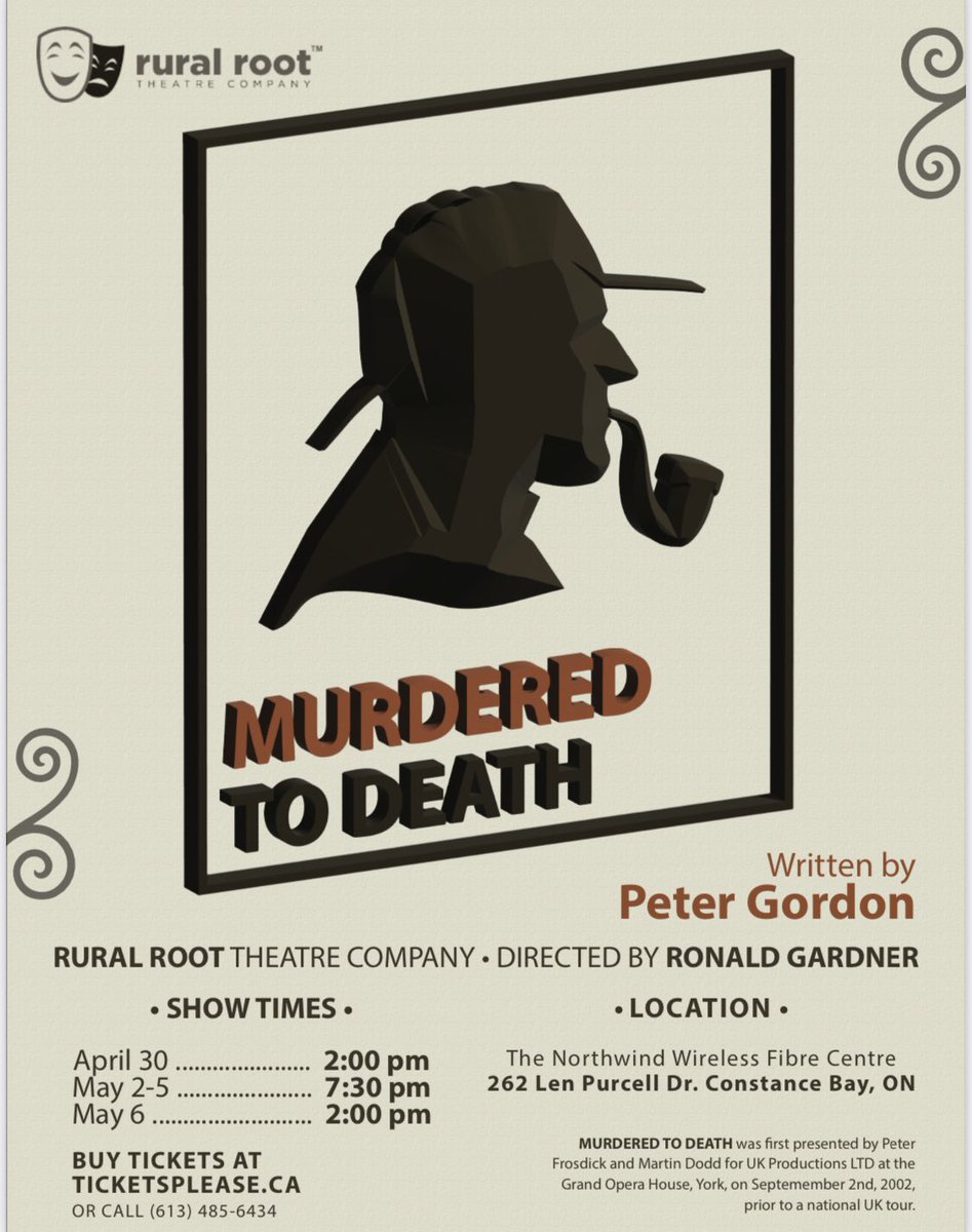 RuralRootTC's tweet image. Up coming  play. Murdered to death. Tickets on sale Monday
