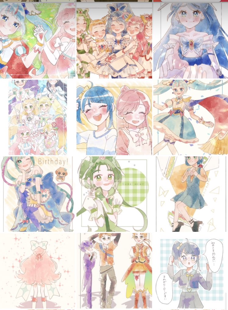 #今月描いた絵を晒そう 

プリキュアいっぱい描いてた!白キュア頑張ったな……… 