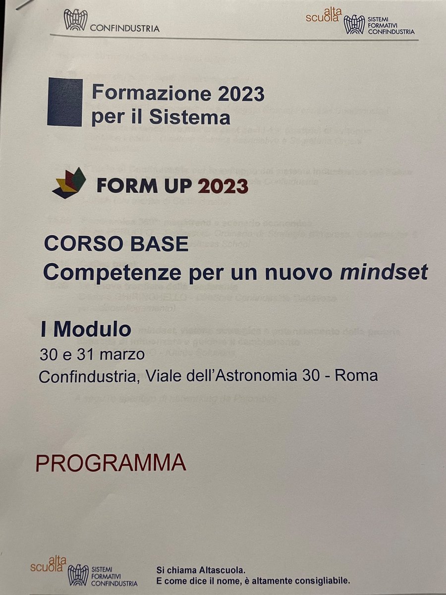 sfc_it's tweet image. 📢 Finalmente torna in presenza il #FORMUP, il percorso per il middle management del Sistema @Confindustria. Si parte con il primo modulo del Corso Base dedicato al tema: #Competenze per un nuovo mindset