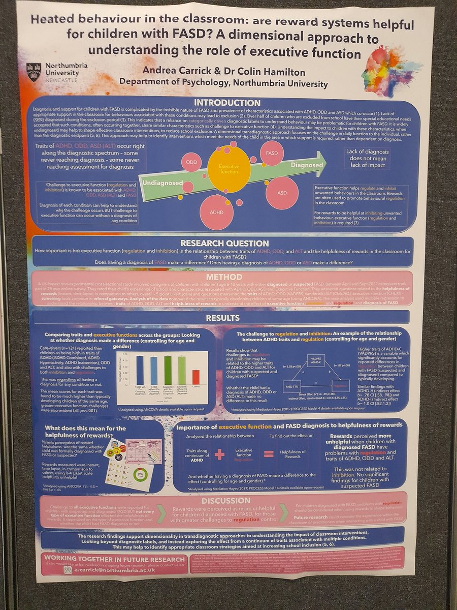 shieldy81's tweet photo. First #research poster presentation @FASDSalford for #SalfordFASD2023 as a mum to a child with #FASD I am proud to be part of making a difference @NorthumbriaPsy @thecackster https://t.co/ExWRnTJFJ2