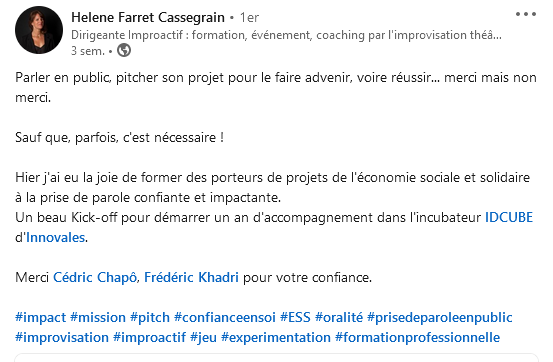 ImproActif's tweet photo. Parler en public, pitcher son projet pour le faire advenir, voire réussir... Merci mais non merci.

Sauf que, parfois, c'est nécessaire. 

#ImproActif en #Savoie forme des porteurs de projets de l'économie sociale et solidaire à la prise de parole confiante et impactante. https://t.co/PnUE1CKxZS