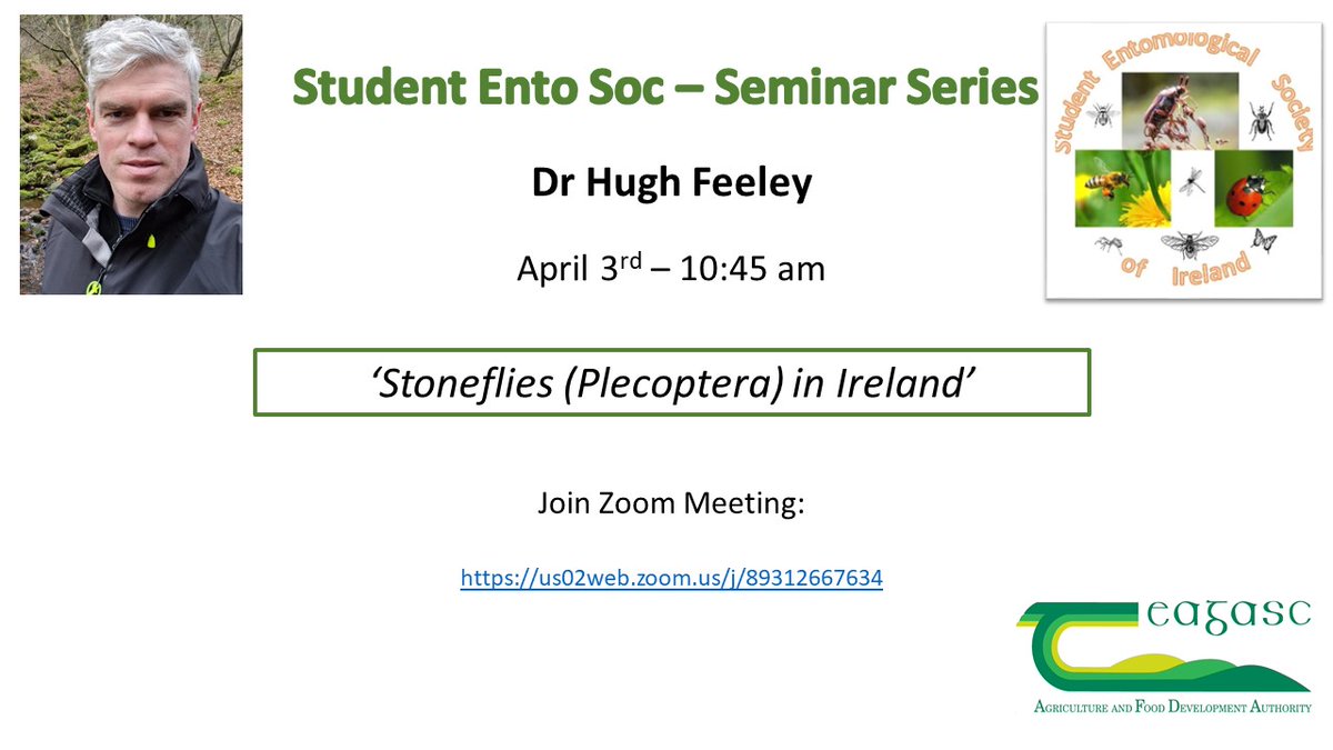 Ento_Net_Ire's tweet photo. Hi everyone!
Monday's presentation will be on Plecoptera of Ireland!
An original topic presented by Dr Hugh Feeley @HBFeeley.
An opportunity to learn more about #stream #wildlife and #biodiversity.
Please connect at 10:45 on Monday 3dr.
#Insect_talks
https://t.co/1dqwVLIqBr https://t.co/MMmj4Qk5RA