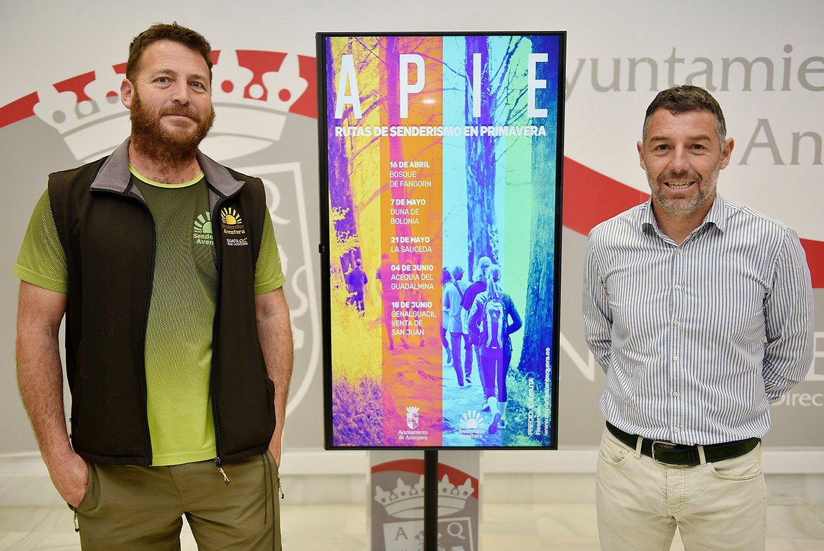 🥾🌻 El área de <a href="/ATQDeporte/">Antequera Deporte</a> y <a href="/sendero_sur/">Sendero Sur Aventura</a> ponen en marcha el programa de senderismo 'A PIE', rutas de senderismo en #primavera

La iniciativa, que pretende promover hábitos saludables, arranca el 16 #abril

👉🏽Inscripciones en:
deportes.antequera.es

Contigo #HacemosCiudad