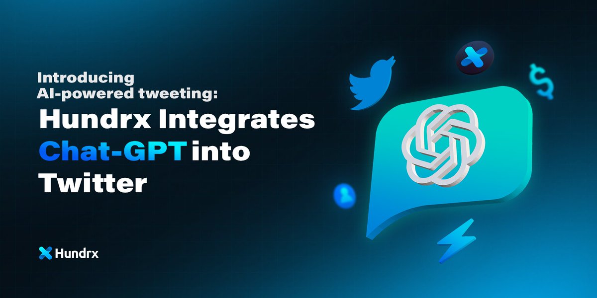 hundrx's tweet photo. Groundbreaking News! 💥

#Hundrx integrates #ChatGPT into #Twitter!

Read all about the benefits of using #Hundrx AI-powered tweeting for your business and brand in our latest #DRX #Blog https://t.co/bGISgB9uiW 

#chatgpt4 #OpenAIChatGPT #OpenAI #Ai #ArtificialIntelligence https://t.co/3pugcVQOHV