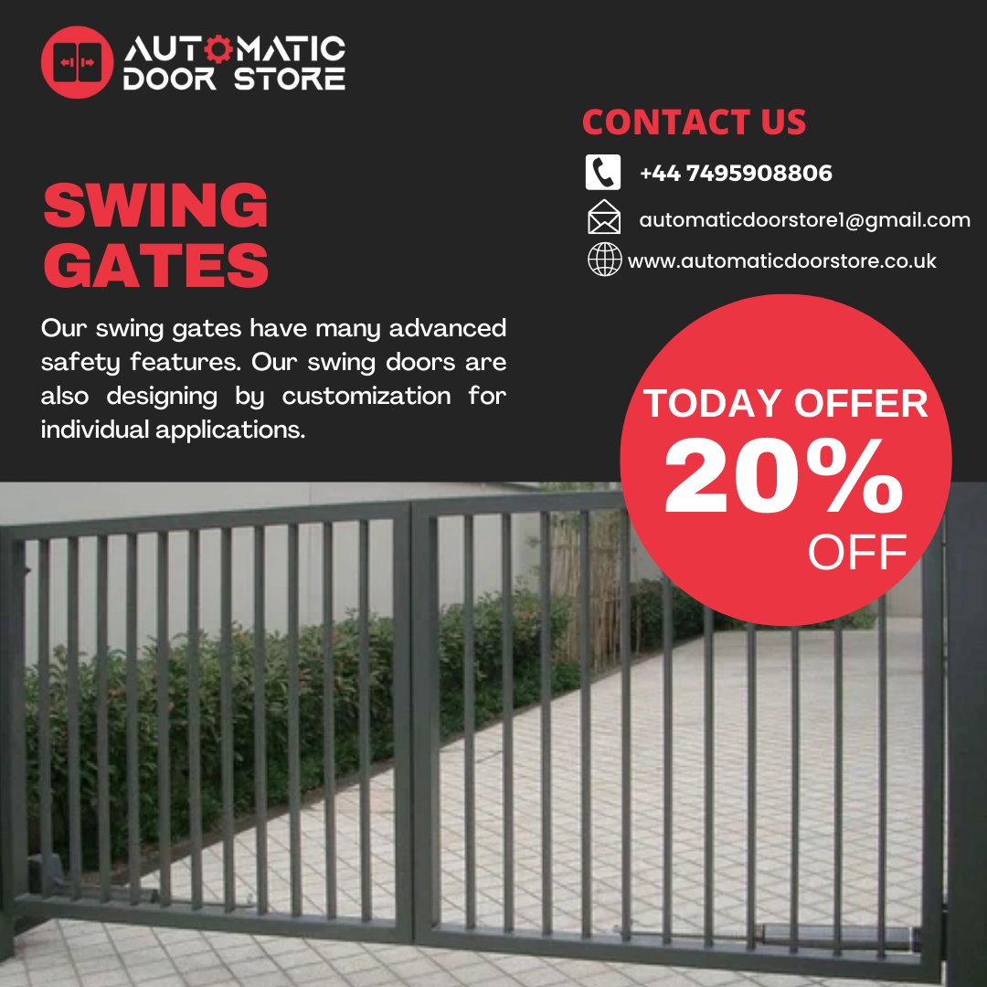 automatic_store's tweet photo. "Today only! Enjoy a 20% discount on SWING GATES and secure your property with style. Don't miss out on this exclusive deal. +44 7495908806
Website: https://t.co/QEU6hAE4cp
#automaticdoorstore #Swinggates #slidinggates #swingdoors #AutomaticSwing #door #slidingdoors #shopfront https://t.co/8gf42RcRAi