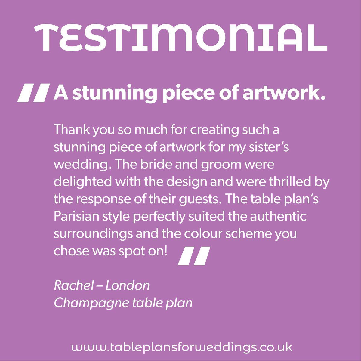 It's always nice to get great feedback from clients! Thank you Rachel. 🥂.   #wedding #tableplans #design #champagne #Paris #weddingtableplan #seatingplan