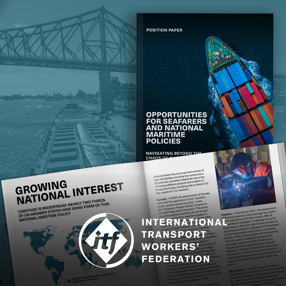 ITFglobalunion's tweet image. In this new report, industry experts from #ITFSeafarers Section identify crucial lessons coming out of the Covid-19 crises
+
how governments can secure reliable maritime supply chains for the benefit of people &amp;amp; planet 🧑‍🤝‍🧑🌏🌳🚢

➡️ bit.ly/3TNIYpl