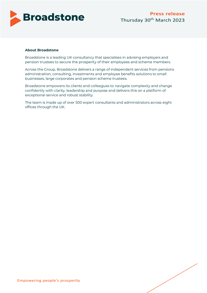 Broadstone_ltd's tweet photo. Today, we launch #Broadstone100, our dedicated small scheme specialist service that provides integrated, cost-effective solutions for #trustees and #employers, bringing together all the core services required to manage a #DBscheme.
Learn more at https://t.co/vYh6tMCyKH https://t.co/aD1ntqyCWv
