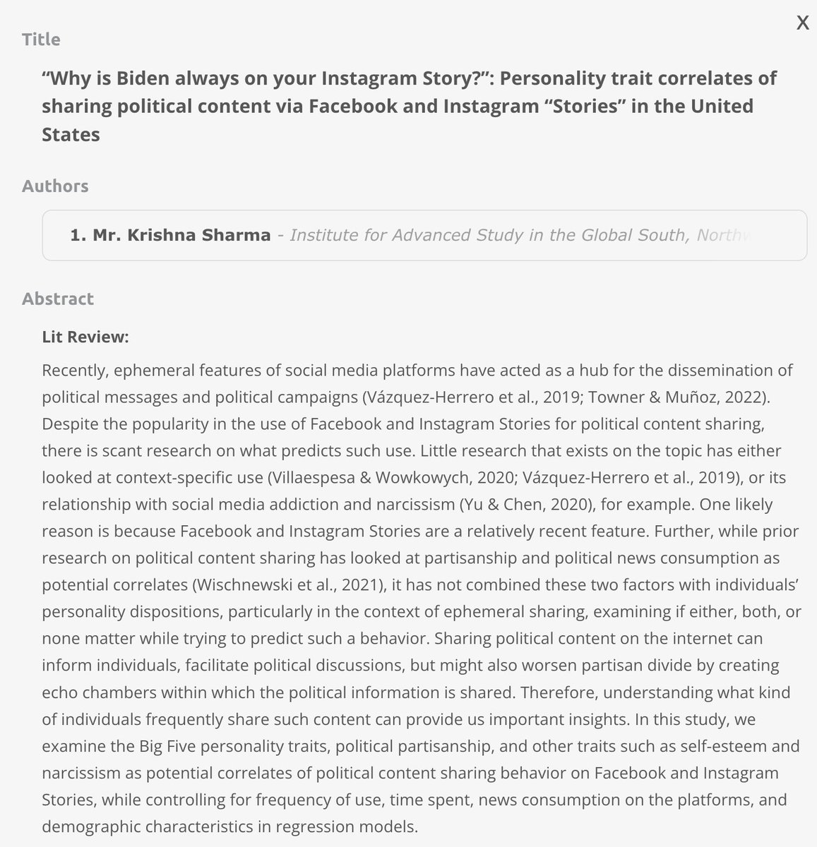 My first solo-author submission ever has been accepted for presentation at <a href="/IAMCRtweets/">IAMCR</a> this year. I will be presenting within the Political Communication Division at IAMCR's 52nd conference later this year. Proudly representing <a href="/IAS_NUQ/">Institute for Advanced Study in the Global South</a>