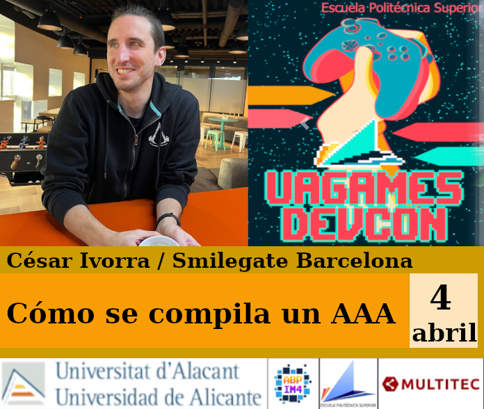 FranGallegoBR's tweet photo. Martes  4/abril  13:00h

Cómo se compila un AAA

César Ivorra / @SmilegateB

En
- Escuela Politécnica Superior / @UA_Universidad 
- y Youtube

https://t.co/4nV2gGiySw

Aprende los secretos de la industria del videojuego AAA en
#UAGamesDev 2023

#GameDev #IndieDev #UAGames #Coding https://t.co/RXsar3Vqwb