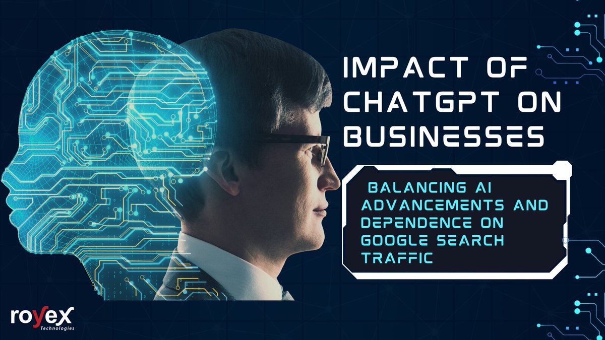 royexnet's tweet photo. Is your business too reliant on #Googlesearchtraffic? Learn how ChatGPT is revolutionizing the industry in our article on the impact of #ChatGPT  on #businesses .
https://t.co/SeDSKhIZtM

#royextechnologies #technology #AI https://t.co/iNWC5CrZ72