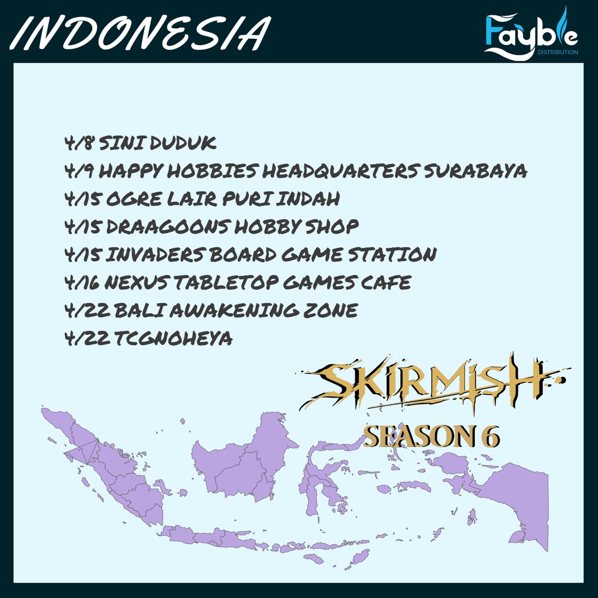 FaybleTcginfo's tweet photo. ⚔Skirmish series is back with a vengeance this April 8-23 with Skirmish Season 6!
Skirmish Season 6 will feature the brand new Outsiders set.
🔎To find your nearest event check out the Outsiders Event Map
https://t.co/cmUD5QNom3
#fabtcg #fabOutsiders https://t.co/cni1ZWjqn3