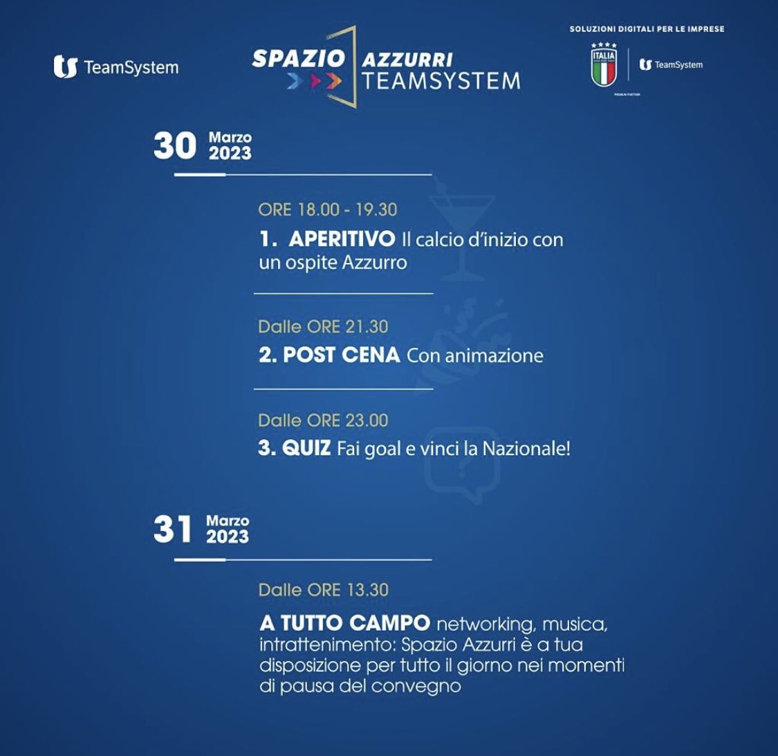 GgiMeetingNE's tweet photo. Il nostro sponsor TeamSystem offrirà queste attività presso il bar La Suite per tutti i partecipanti al convegno ❄️
Iscriviti, manca poco: 31 marzo a Cortina: https://t.co/crmy6EmC76
#Visioni #FuturoESpazio #InnovazioneTecnologica #Sostenibilità #CrescitaImprese #teamsystem https://t.co/VZzM2q6GQC