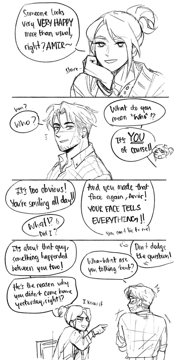 (Sketch) "He didn't ask me"

Jett almost flew out to find Sova and kick his ass after heard the story. Luckily, Yoru and Cypher can stop her in time. 