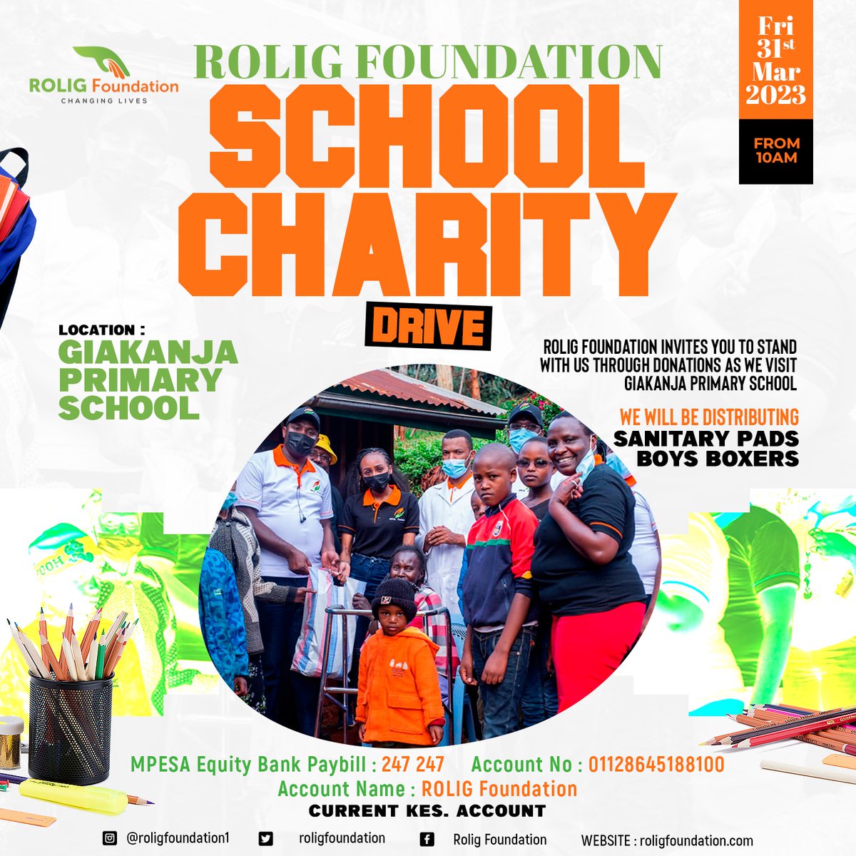 RoligFoundation's tweet photo. Tomorrow we'll be at Giakanja Primary School, Nyeri, for a school charity drive from 10am. 

#roligfoundation #nonprofit #ngokenya #charitydrive #schoolcharity https://t.co/thsiR1WytX