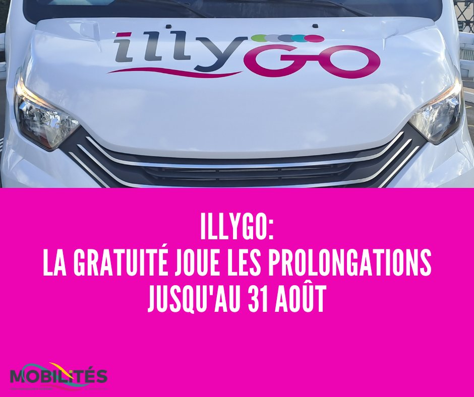 IllyGo reste non-payant jusqu’au 31 août prochain.
La navette IllyGo de 28 places est à votre disposition du lundi au samedi pour vos trajets du quotidien sur le Sud-Est Manceau.
Pour plus de détails sur les trajets et les horaires : illygo.fr 
#mobilité #sarthe