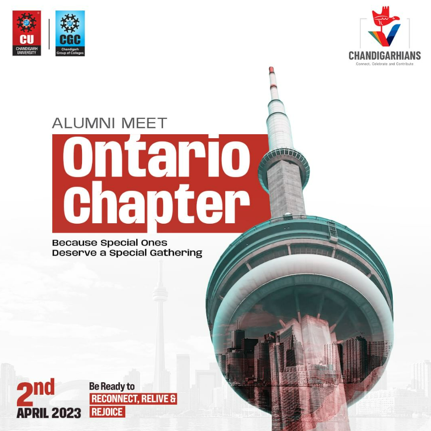 Bringing together our Alumni living in Ontario, we are organizing "V Chandigarhians - The Alumni Meet - Ontario Chapter" on April 2 for you to reunite with your homies, relive the memories of the past, and make connections for the future.
#AlumniMeet #CUAlumniMeet #CanadaChapter