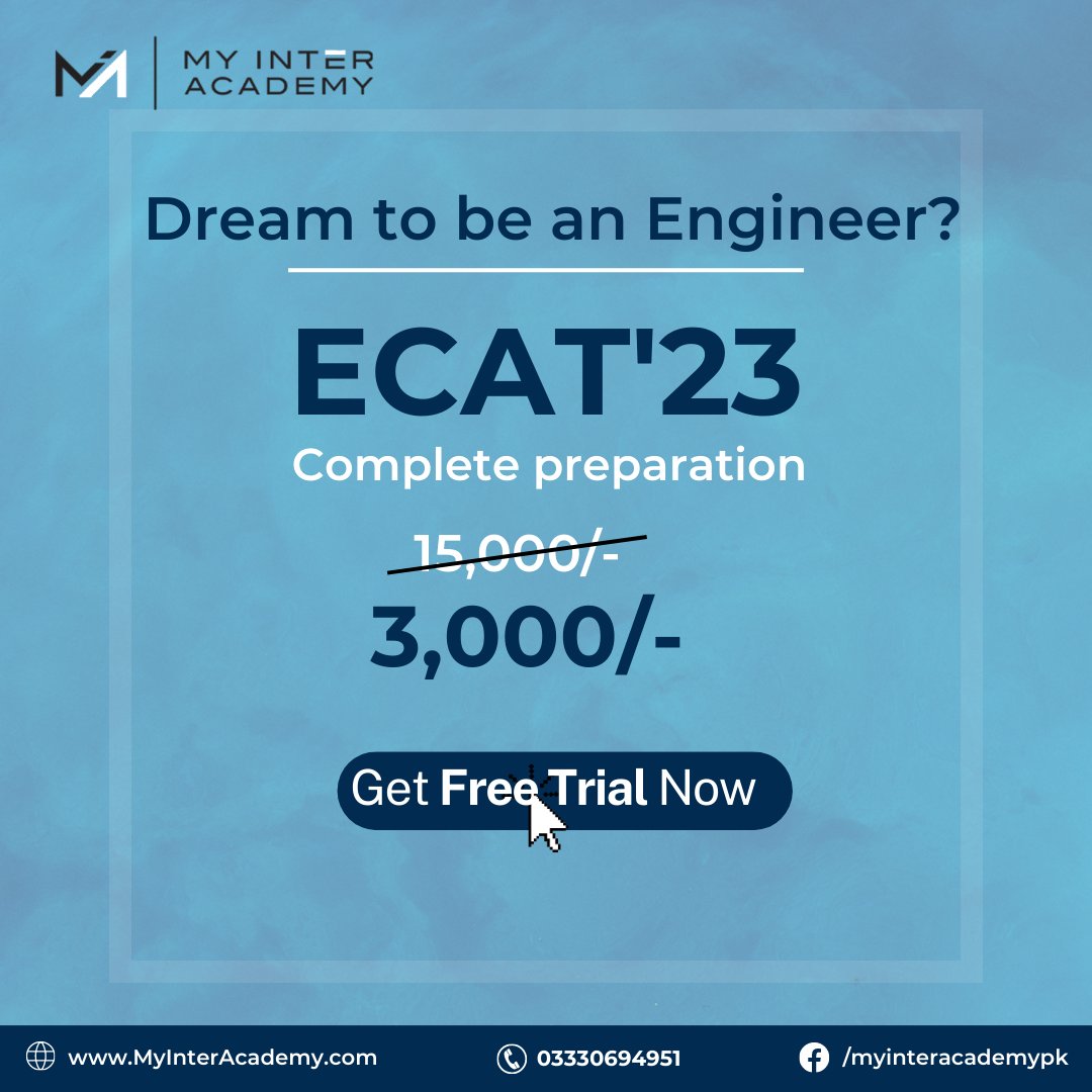 MyInterAcademy2's tweet photo. We have launched a Special ECAT Batch offering an 80% discount.
We have Limited Seats and registrations might close soon, So, what are you waiting for? Click on the link to register https://t.co/t3svY848kP

✅For any further query contact @ 0333-0694951 https://t.co/iK3fDt3Q5J