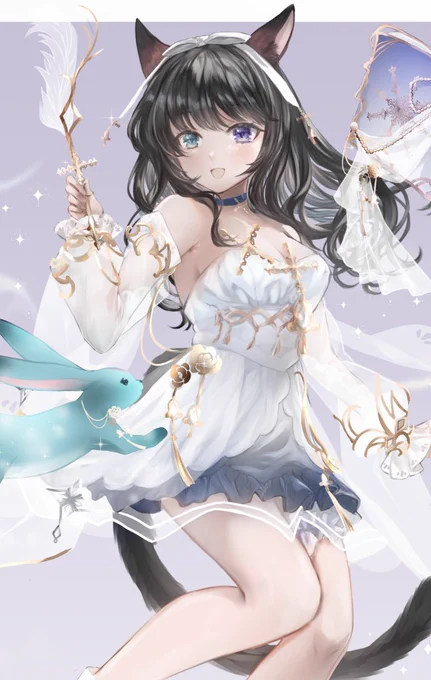 オリジナル衣装のミコッテちゃん#FF14イラスト 