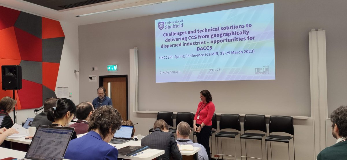 shervan_ccs's tweet photo. Next up was Abby Samson discussing #DACCS for dispersed industries. Great to hear how DACCS can be employed in these dispersed sites due to its location flexibility as well as tackling emissions from smaller sources of #CO2. The reduced cost by 2050 highlights.
#UKCCSRC
@UKCCSRC https://t.co/pysEcf7dId
