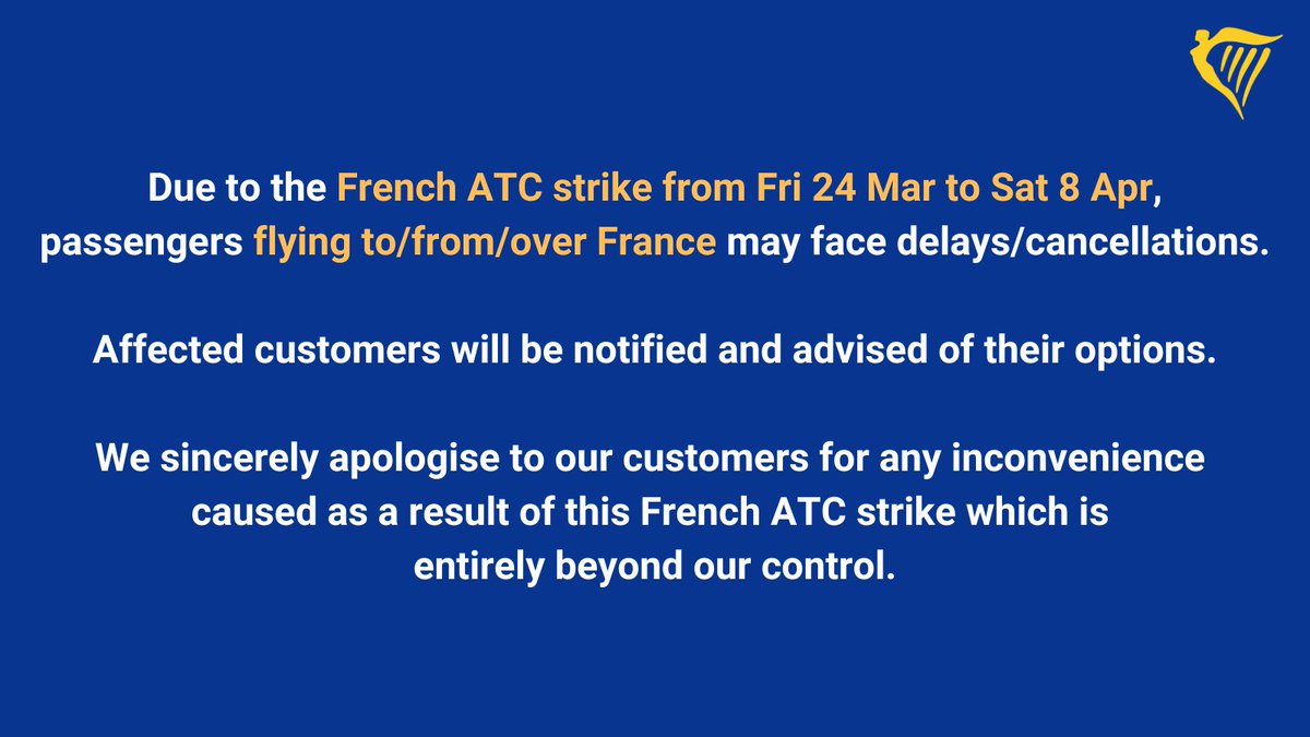 📍Update French ATC Strike. Please sign our petition to keep Open the EU Skies: tinyurl.com/3w3urrjw