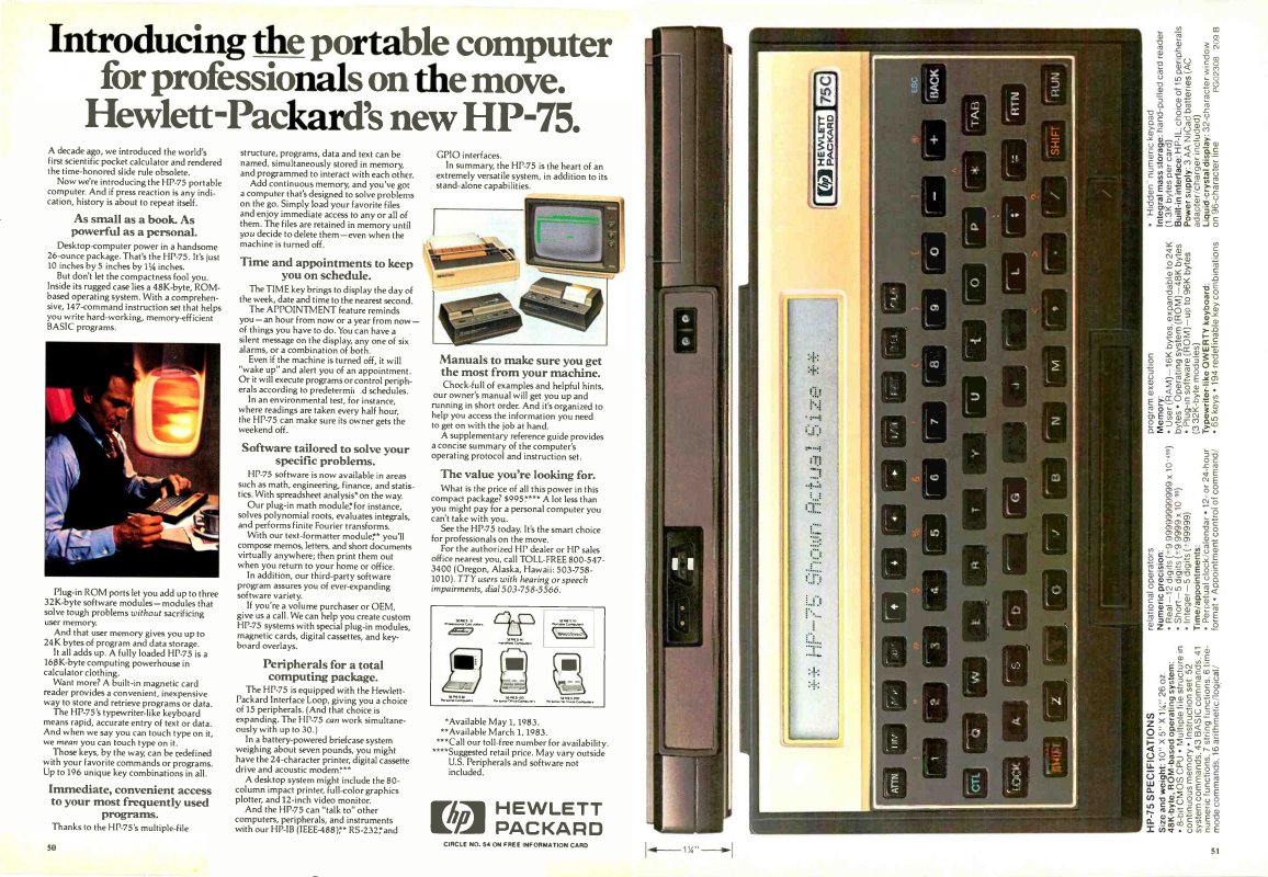 OldTechAdverts's tweet photo. One of the first portable computer from @HP. Seems to be inspired from its calculator design. Just under $1000.
https://t.co/b9ujkIkNxJ
#retrocomputing #electronics #portablecomputer https://t.co/7gffpZe9yN