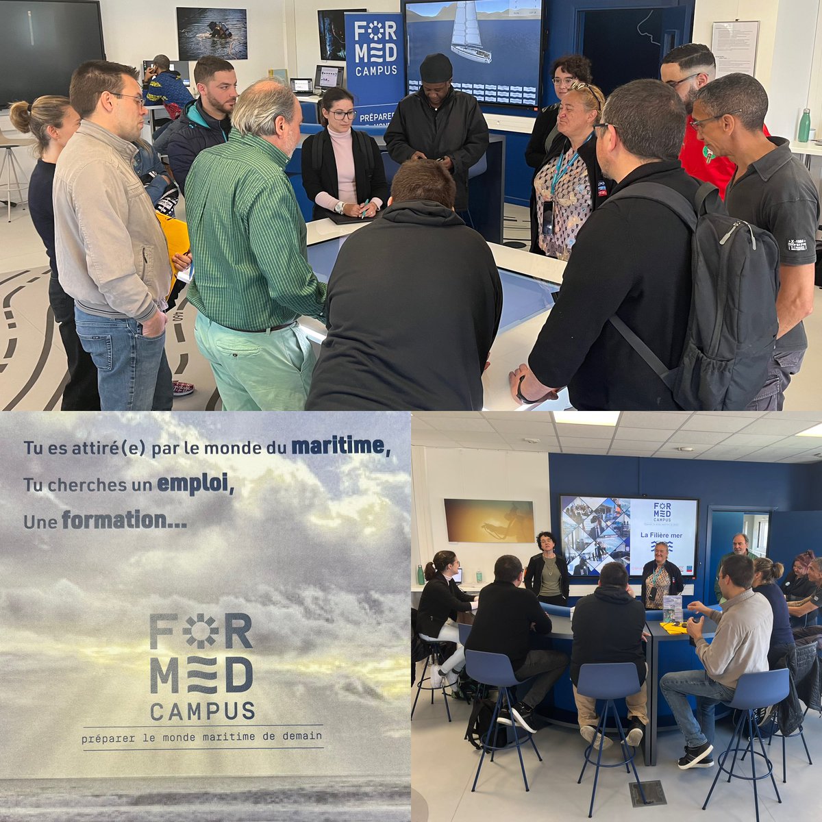 mailys_bestoso's tweet photo. 1️⃣2️⃣demandeurs d emploi participent aux « jeudis de la mer » 🌊 sur le plateau Formed Campus à #laseynesurmer ⚓️ 
Une découverte virtuelle des #métiers du secteur #maritime et des offres de #formations avec visite du CFA #ipfm @poleemploi_VAR https://t.co/pbPQiLYz3L