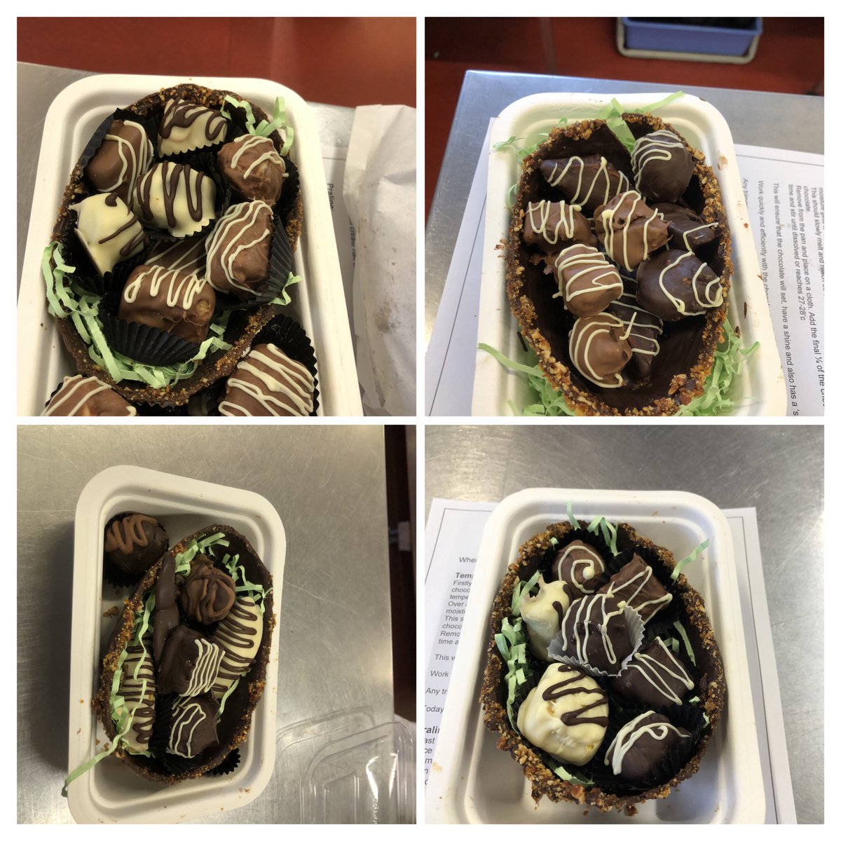 L1 had a chocolate workshop, moulded 1/2 an egg and made chocolate coated fudge and praline to put inside! For a first effort they did amazing! Happy Easter everyone 🐣<a href="/jochappel4/">Head of Learning @ChichesterCollegeGroup</a> @CrawleyCollege