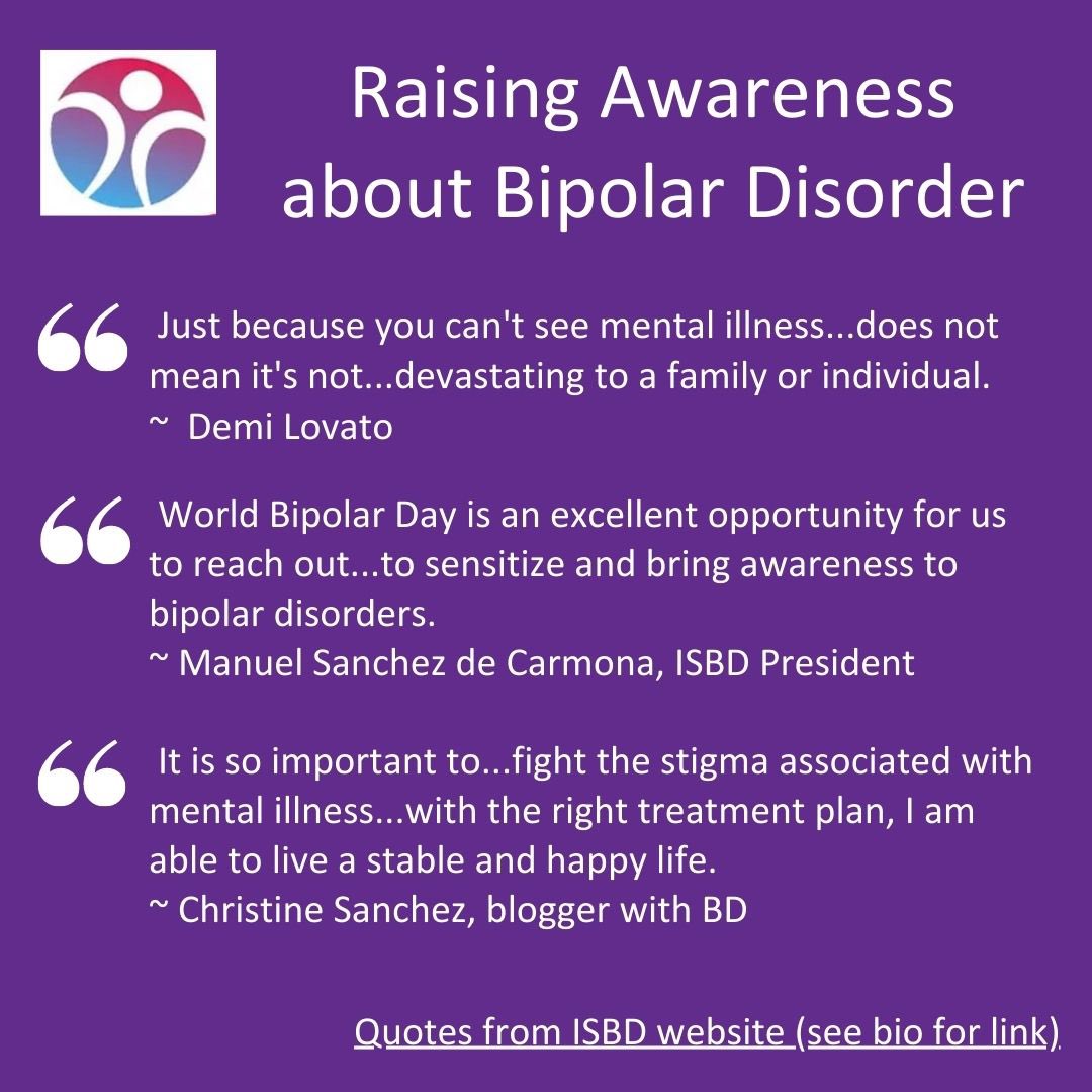 impact_psych's tweet photo. Join us in recognizing World Bipolar Day - an important opportunity to raise awareness and build support for those affected! @ISBD4 #WorldBipolarDay2023 https://t.co/eROXeAueGP