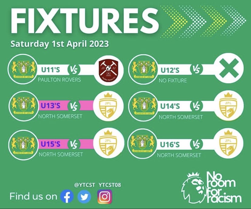 ytcst's tweet image. Our teams are back in @jpluk action again this weekend with only our Under-12s without a fixture.

Here’s where they are all playing.👇🏼 Good luck to all the teams!💚 #ytfc