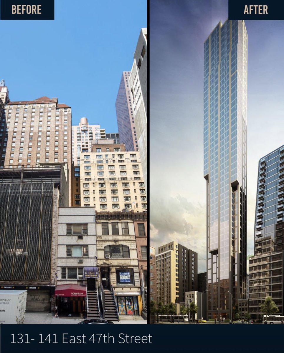 ChrisOkada's tweet photo. The beauty of NYC Commercial Real Estate 

@bobknakalnyc posted this photo of a development site assembled by Extell Development and sold to Bentley Zao. HOWEVER, the small gray building with the red awning on the left was once known as 137 East 47th Street. It changed my life and it’s impact echoes decades later. 

I was just starting out in real estate working for my father, and at the empty desk next to mine a phone rang and I picked it up. George Rokkos was looking for an old associate that had left a year earlier. I introduced myself and asked how I could help him. Long story short he had a vacancy on the 2nd floor of his walk up. This was my first landlord agency. I leased it in a couple of months and had earned my commission. 

One year later, I receive a call from George Rokkos again and he asked me if I sell properties, and although I had zero experience, I said “of course!” And met him in person. He confessed he was sick with cancer and he wanted to leave something for his children. After months and months of marketing and advertising  I finally secured a purchaser and we were set to close. 

I didn’t know it then, but the impact this closing had on me was absolutely incredible. Once the checks were distributed, I was absolutely giddy. The total commission was around $75,000 and my half ($37,500) felt like so much money to me, especially because it was in a single check. I knew from then on the NYC CRE was my calling. 

I sold the property 8 years later to Gary Barnett and the purchaser of 137 E 47th had made an 8x on their equity during that time. 

2nd picture is of me with friends later that summer at 24 years old.