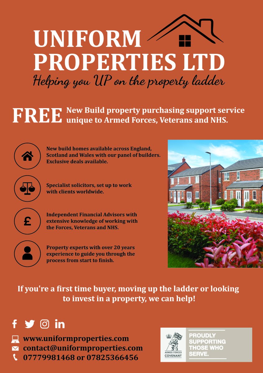 Contact us today for FREE advice. TEL - 07779981468 OR 07825366456 contact@uniformproperties.com #UniformProperties #ArmedForces #Forces #ForcesProperty #MilitaryMortgages #MilitarySolicitors