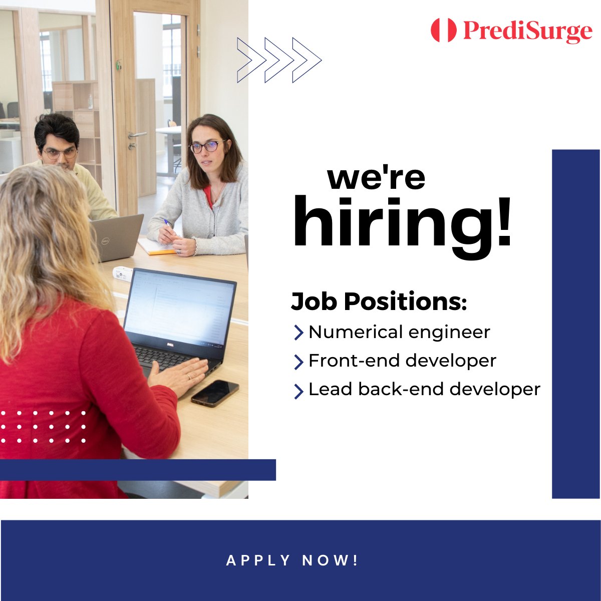 PrediSurge's tweet photo. [#HIRING]
🚀𝗣𝗿𝗲𝗱𝗶𝗦𝘂𝗿𝗴𝗲 𝗶𝘀 𝗿𝗲𝗮𝗱𝘆 𝘁𝗼 𝘁𝗮𝗸𝗲 𝗮 𝘀𝘁𝗲𝗽 𝗳𝗼𝗿𝘄𝗮𝗿𝗱, 𝗱𝗼 𝘆𝗼𝘂 𝘄𝗮𝗻𝘁 𝘁𝗼 𝗯𝗲 𝗽𝗮𝗿𝘁 𝗼𝗳 𝗶𝘁?
We are looking for new figures to join our #team!

𝔻𝕆ℕ'𝕋 𝕎𝔸𝕀𝕋! Click here👇to discover our job offers.
https://t.co/hBqBdpreZw https://t.co/n7e614hwgg