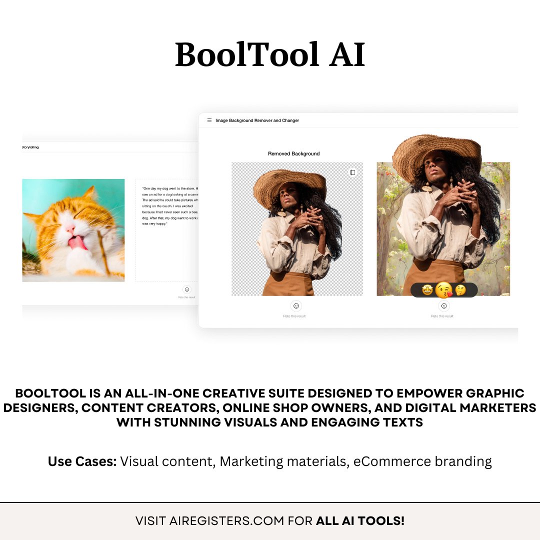 ArrheniusLey's tweet image. 🎨 Unleash your creativity with #BoolTool! A versatile suite for graphic designers, content creators, online shop owners &amp;amp; digital marketers 🖥️✨ Create amazing visuals &amp;amp; texts in one place! 🚀 #DesignMadeEasy #AllInOne
Make Money using AI: vist.ly/3s2i