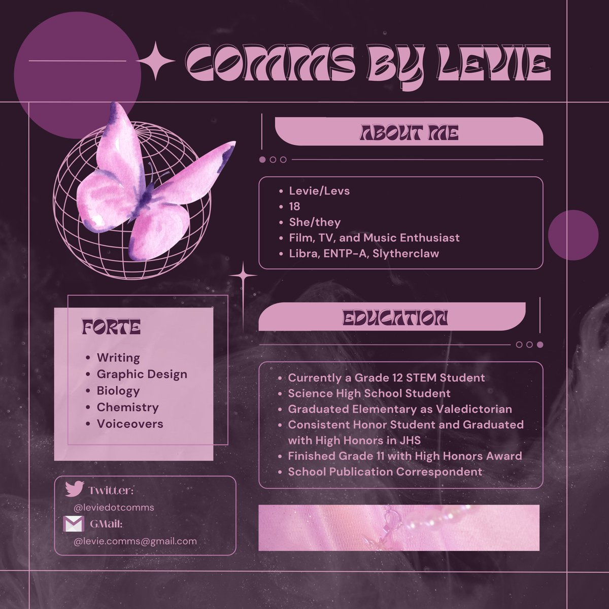 leviedotcomms's tweet photo. hi #commstwt ! i'm levie, currently a grade 12 stem student and i do essays, write ups, and creatives. i'm now accepting rush and non-rush commissions <33

DM me for more inquiries! https://t.co/LvMp7pN66O