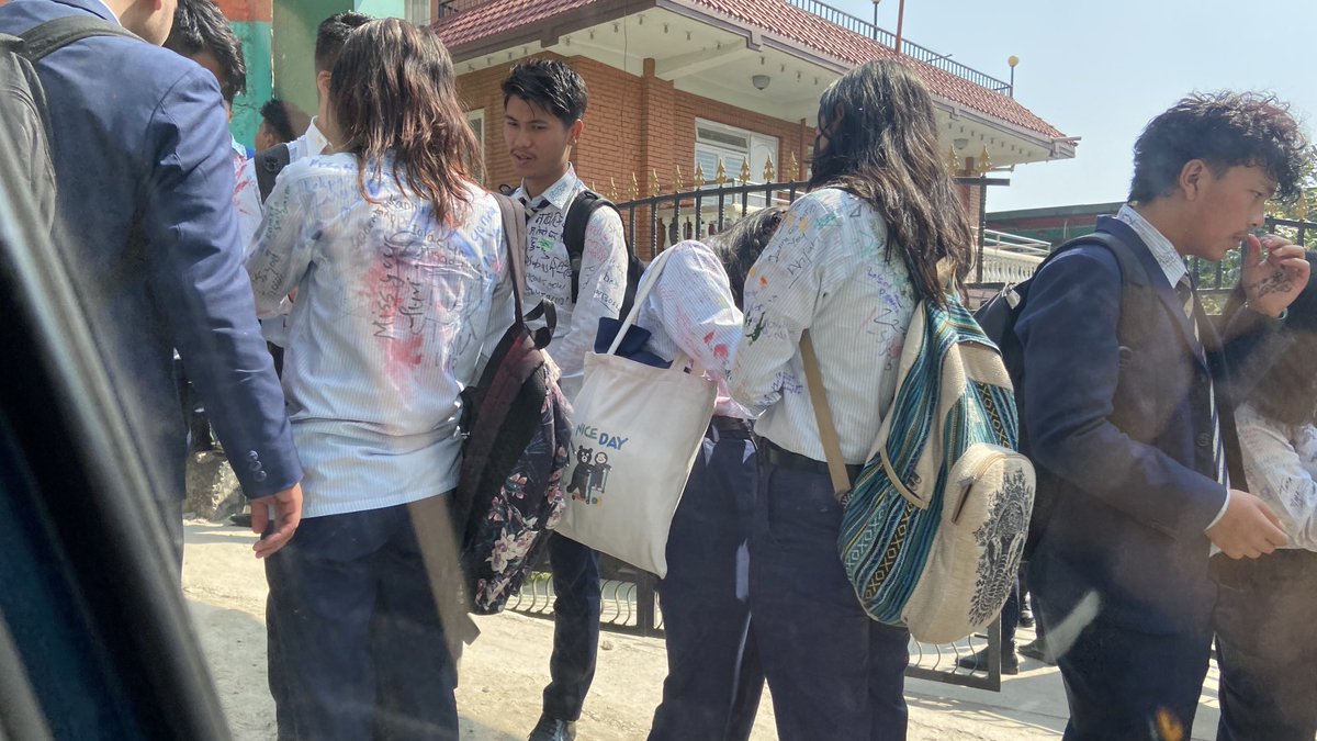 Last day of college in Khatmandu 
All colourful shirts with messages for close friends written on them 😍

#NepalDiaries