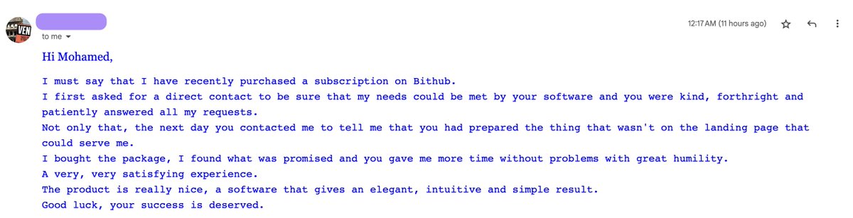 mo_zakarya_95's tweet photo. No validation is better than your customers feedback.
This message really made my day 🚀
#buildinpublic https://t.co/Naulu8dgoo